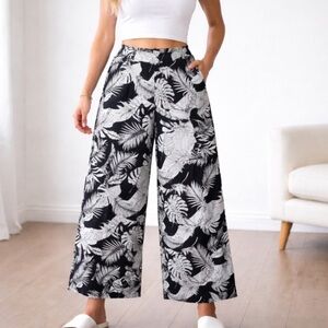Christian Siriano Linen Wide Leg Cropped Pants